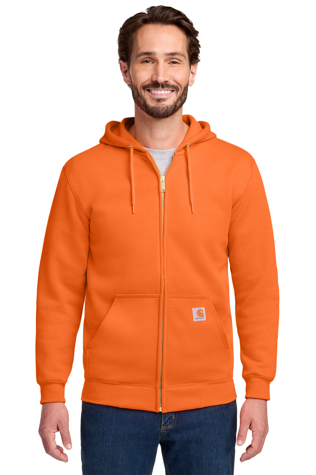 Carhartt Midweight Hooded Zip-Front Sweatshirt in Brite Orange - custom logo apparel by Buckeye Branding Co.