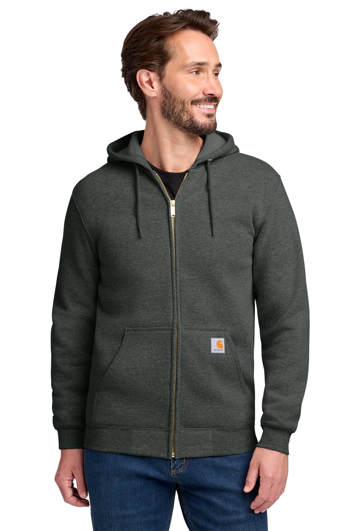 Carhartt Midweight Hooded Zip-Front Sweatshirt in Carbon Heather - custom logo apparel by Buckeye Branding Co.