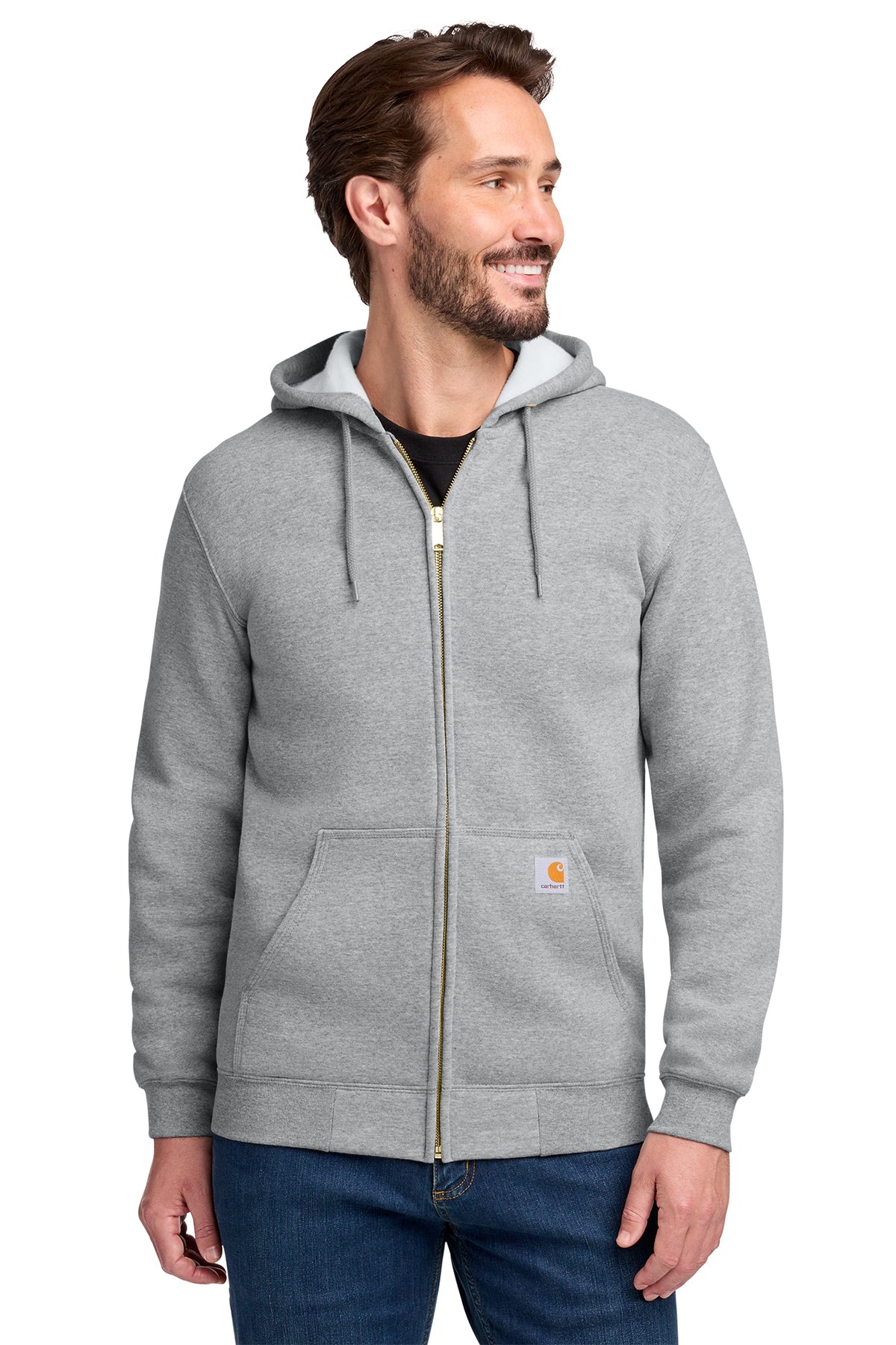 Carhartt Midweight Hooded Zip-Front Sweatshirt in Heather Grey - custom logo apparel by Buckeye Branding Co.
