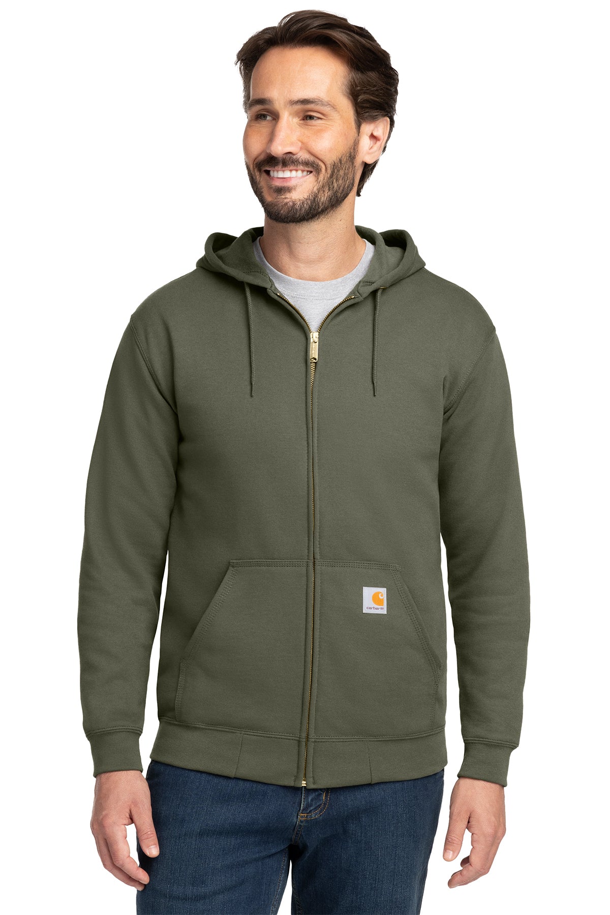 Carhartt Midweight Hooded Zip-Front Sweatshirt in Moss - custom logo apparel by Buckeye Branding Co.