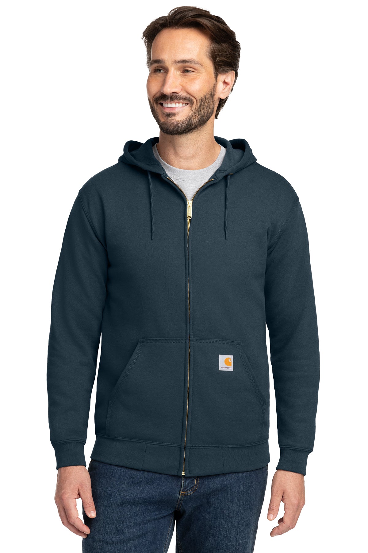 Carhartt Midweight Hooded Zip-Front Sweatshirt in New Navy - custom logo apparel by Buckeye Branding Co.