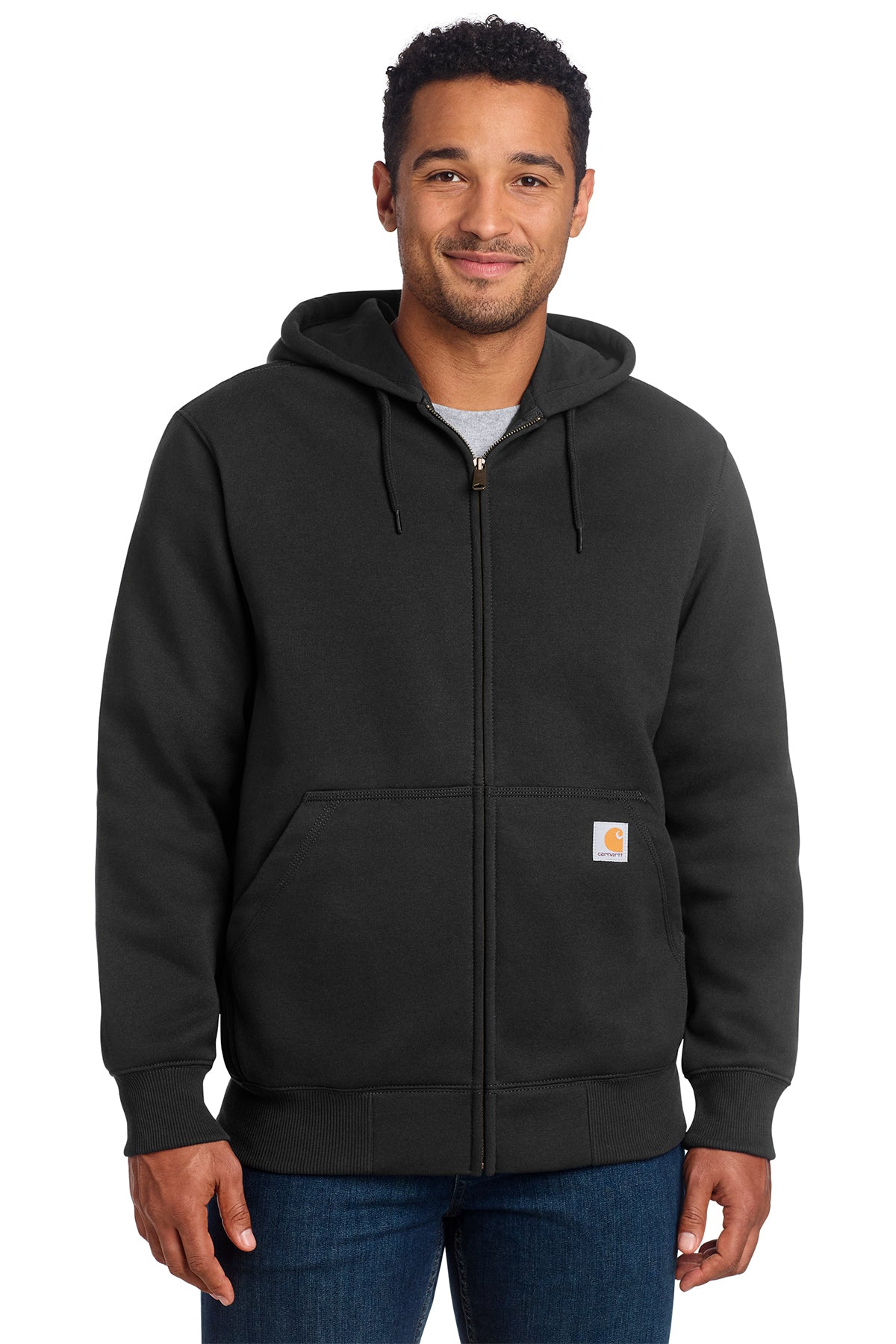 Carhartt Rain Defender Paxton Heavyweight Hooded Zip-Front Sweatshirt in Black - custom logo apparel by Buckeye Branding Co.