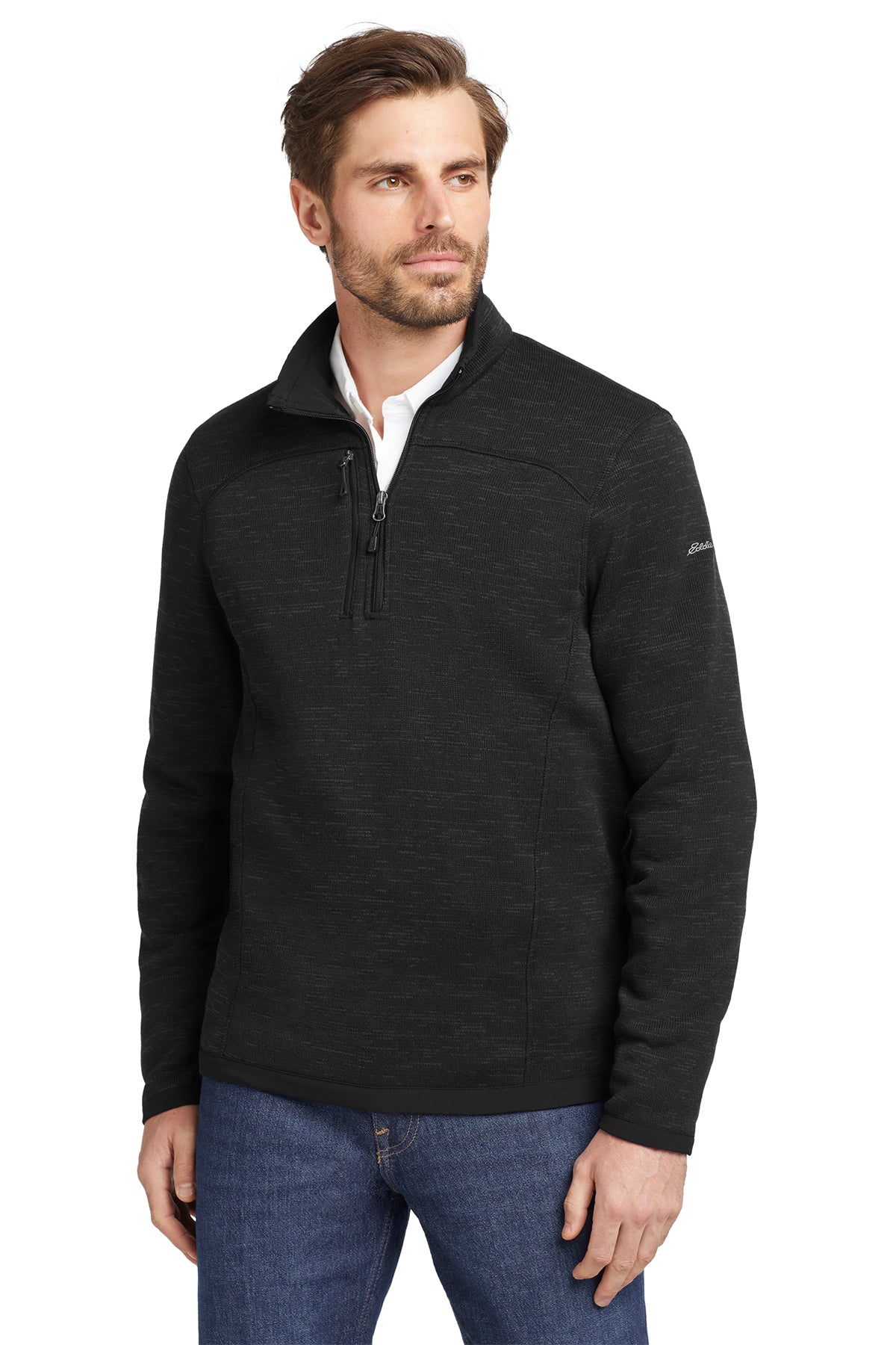 Eddie Bauer Sweater Fleece 1/4-Zip in Black - custom logo apparel by Buckeye Branding Co.