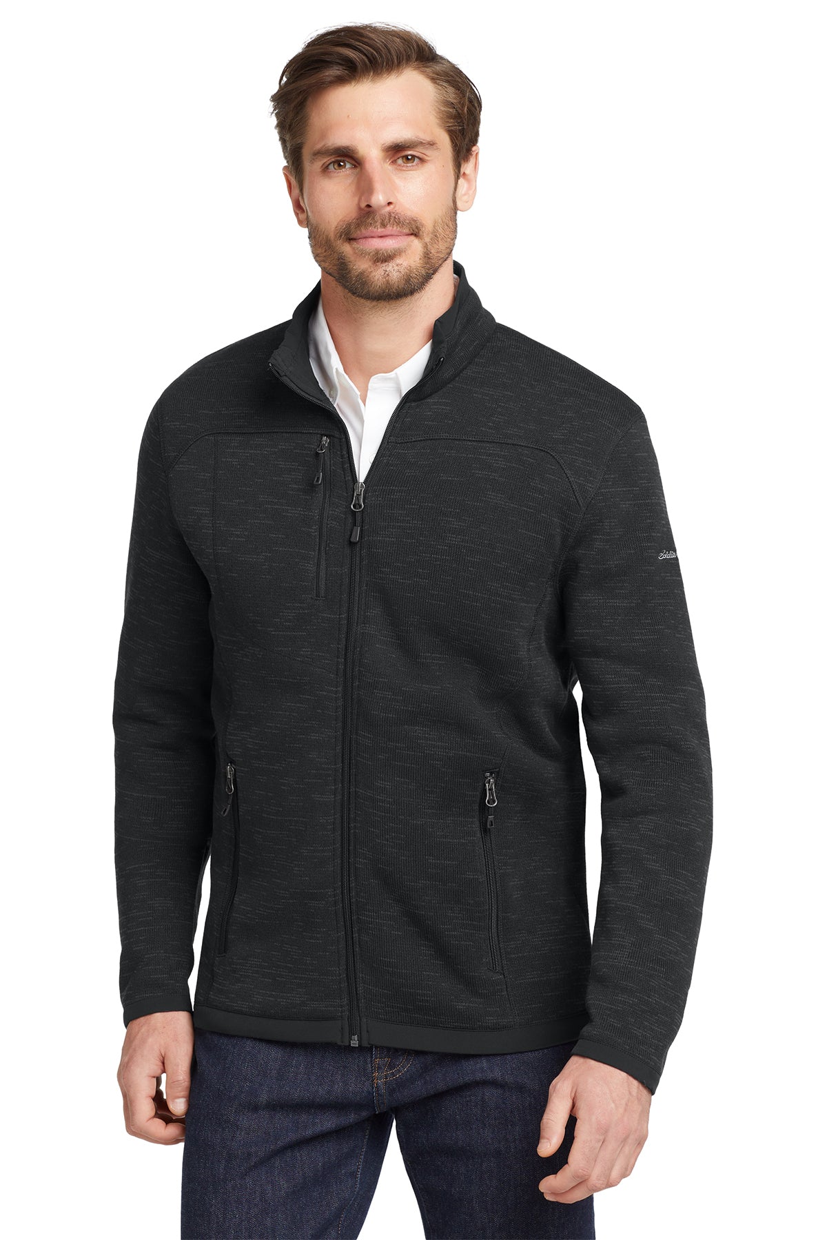 Eddie Bauer Sweater Fleece Full-Zip in Black - custom logo apparel by Buckeye Branding Co.
