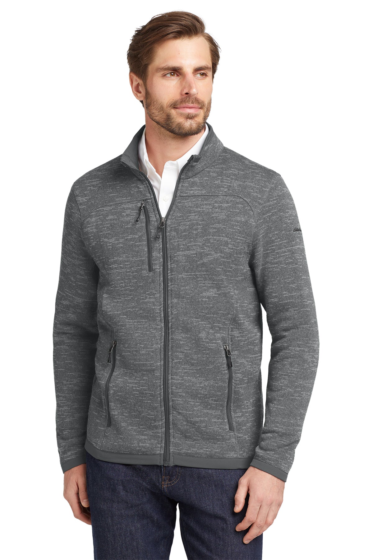 Eddie Bauer Sweater Fleece Full-Zip in Dark Grey Heather - custom logo apparel by Buckeye Branding Co.