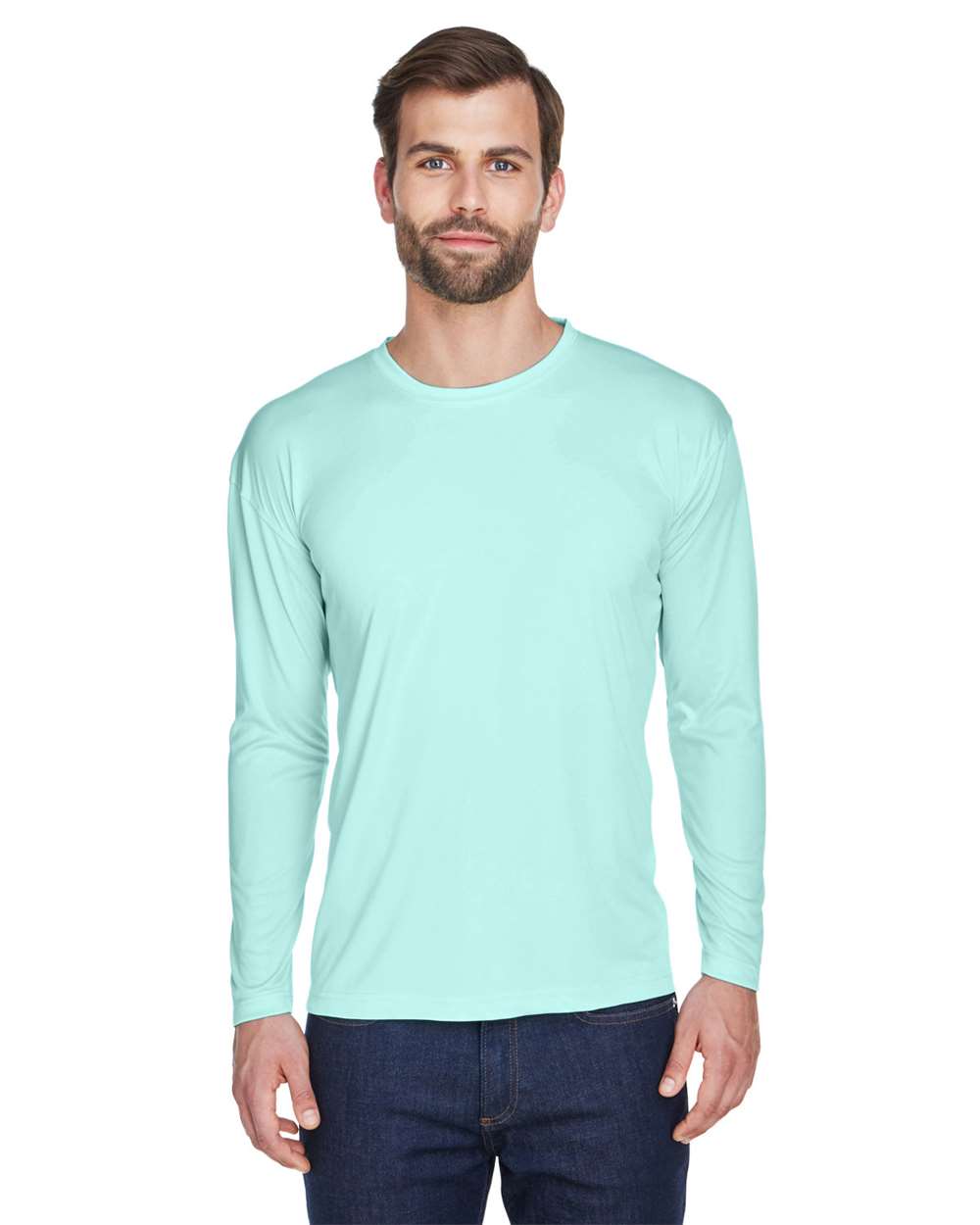 Men's Cool & Dry Sport Long Sleeve Performance Interlock T-Shirt - 8422