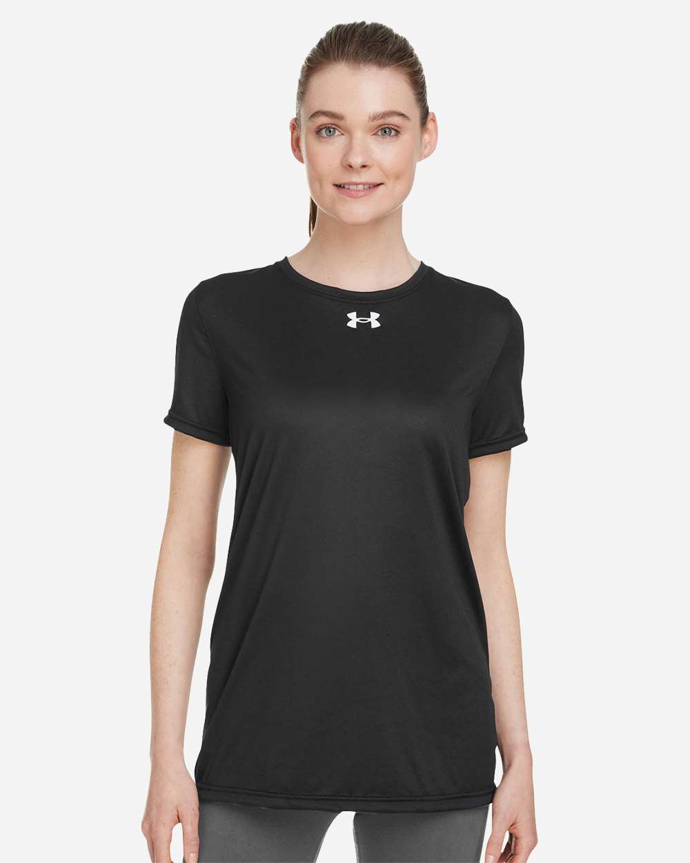 Under Armour Women's Team Tech T-Shirt in Black/White - custom logo apparel by Buckeye Branding Co.