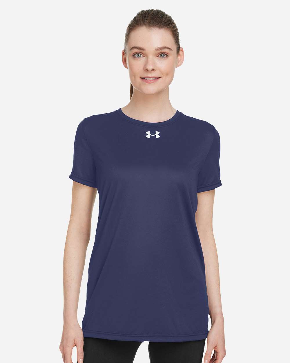 Under Armour Women's Team Tech T-Shirt in Midnight Navy/White - custom logo apparel by Buckeye Branding Co.
