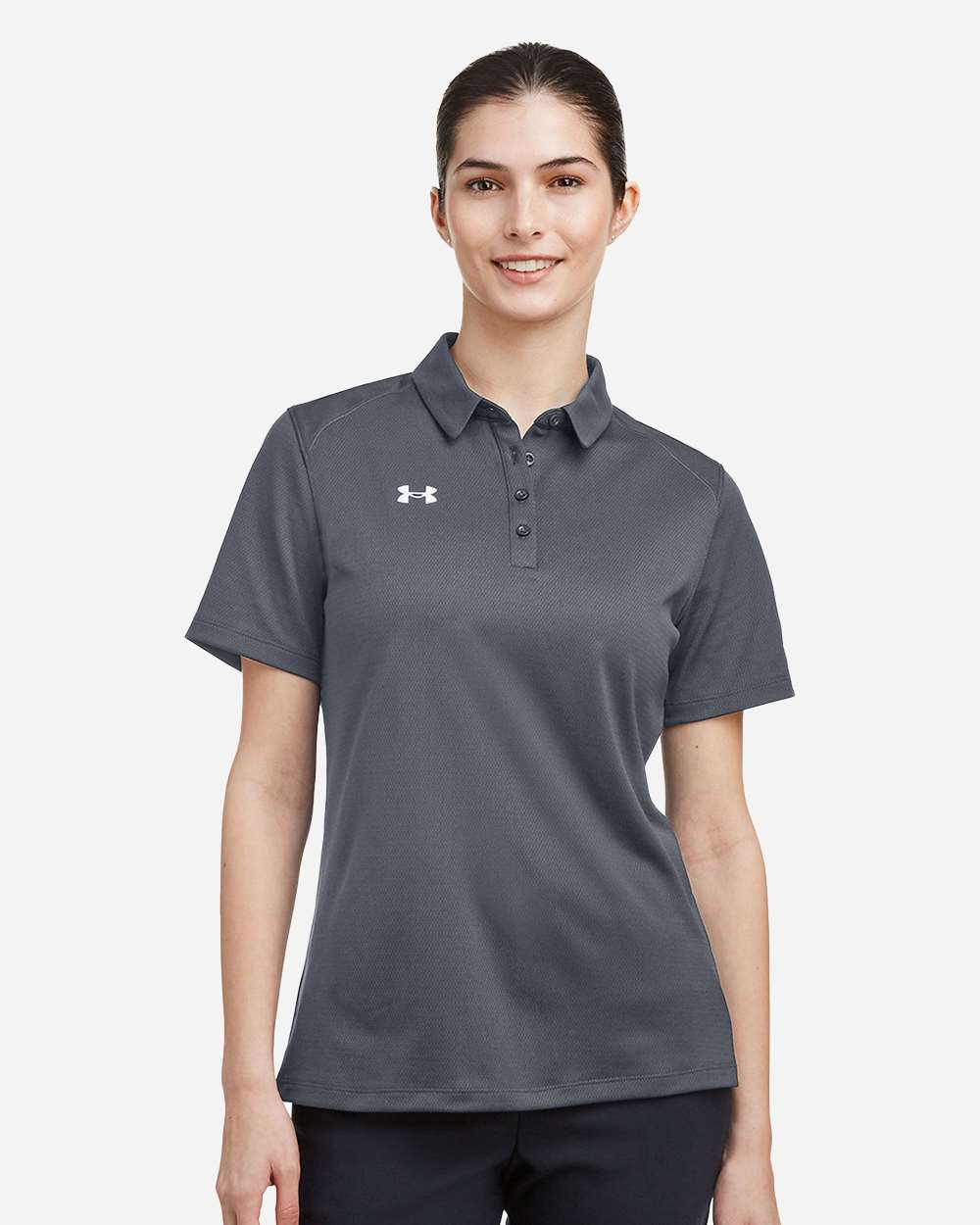 Under Armour Women's Tech Polo in CS Grey Light Heather/White - custom logo apparel by Buckeye Branding Co.