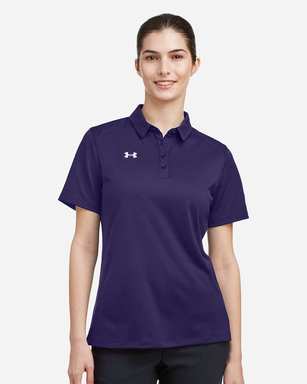 Under Armour Women's Tech Polo in Purple/White - custom logo apparel by Buckeye Branding Co.