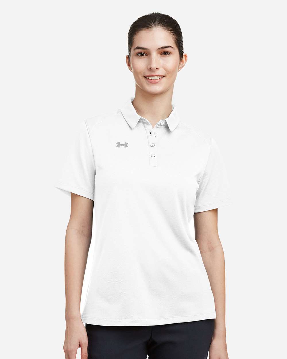 Under Armour Women's Tech Polo in White/Mod Grey - custom logo apparel by Buckeye Branding Co.