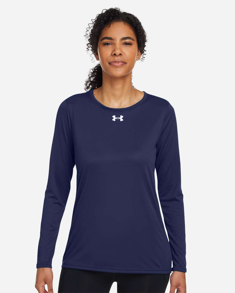 Under Armour Women's Team Tech Long Sleeve T-Shirt in Midnight Navy/White - custom logo apparel by Buckeye Branding Co.