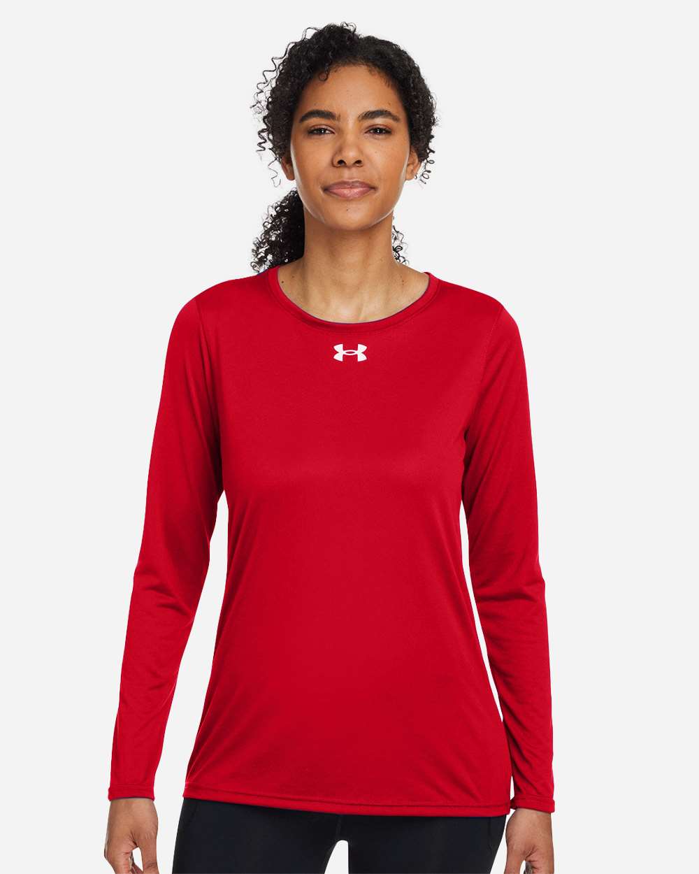 Under Armour Women's Team Tech Long Sleeve T-Shirt in Red/White - custom logo apparel by Buckeye Branding Co.