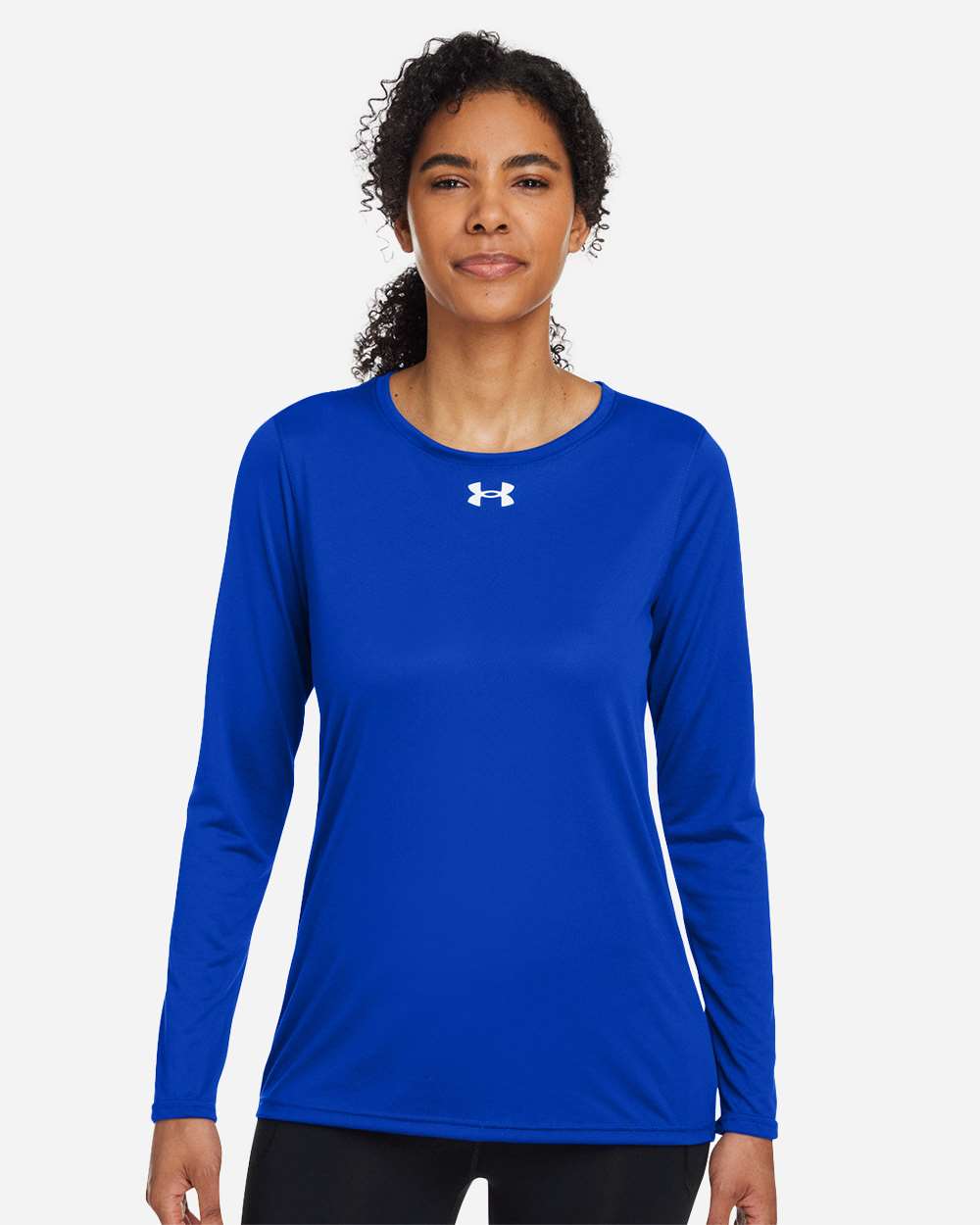 Under Armour Women's Team Tech Long Sleeve T-Shirt in Royal/White - custom logo apparel by Buckeye Branding Co.