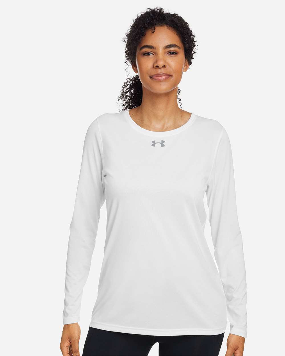 Under Armour Women's Team Tech Long Sleeve T-Shirt in White/Mod Grey - custom logo apparel by Buckeye Branding Co.