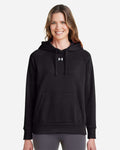 Under Armour Women's Rival Fleece Hooded Sweatshirt in Black/White - custom logo apparel by Buckeye Branding Co.