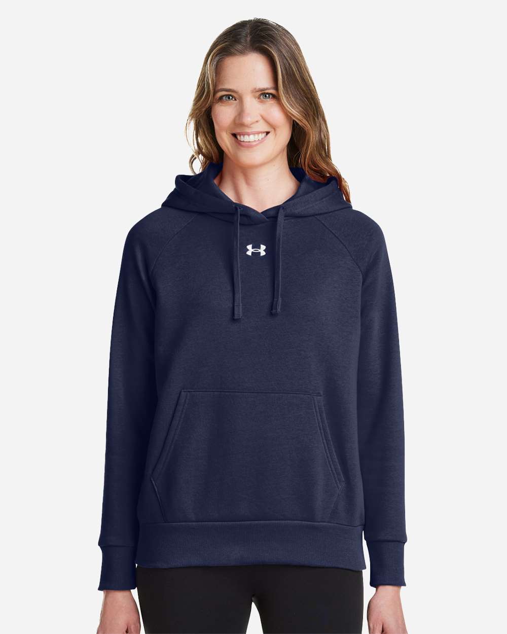 Under Armour Women's Rival Fleece Hooded Sweatshirt in Midnight Navy/White - custom logo apparel by Buckeye Branding Co.