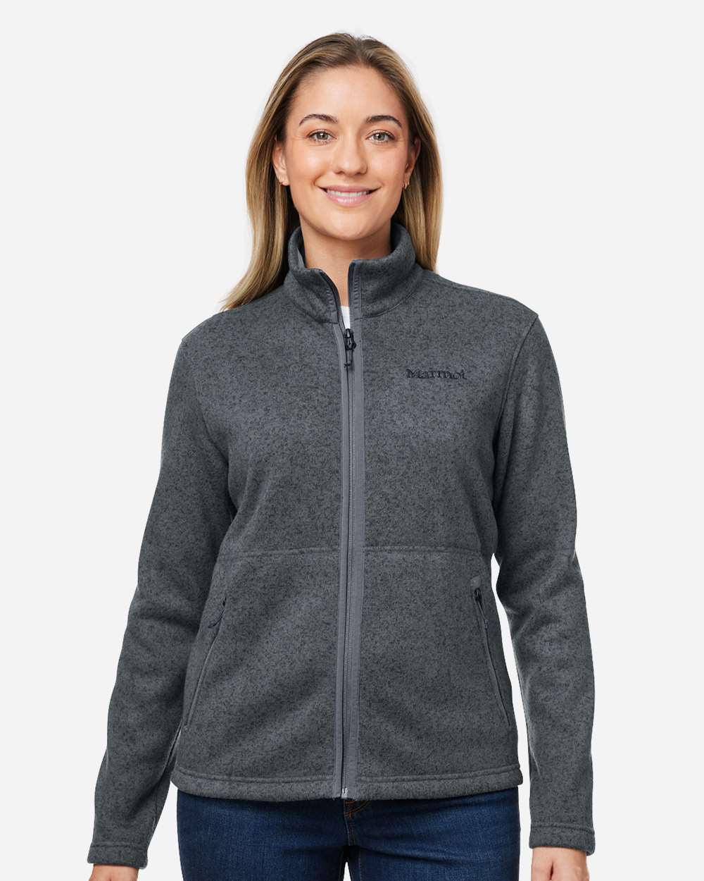 Marmot Women's Drop Line Fleece Jacket in Steel Onyx Heather - custom logo apparel by Buckeye Branding Co.