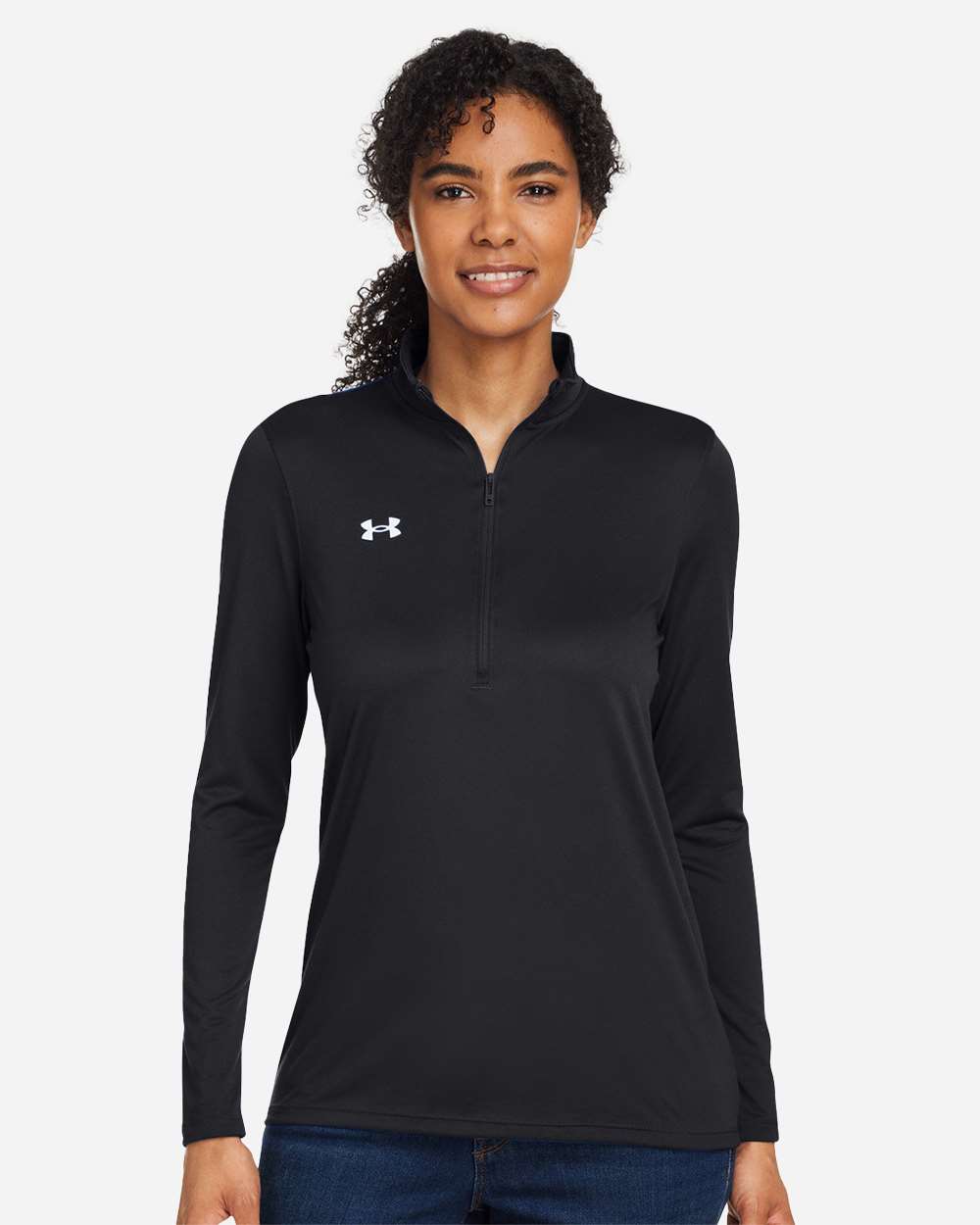 Under Armour Women's Team Tech Half-Zip Pullover in Black/White - custom logo apparel by Buckeye Branding Co.