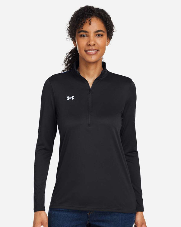 Under Armour Women's Team Tech Half-Zip Pullover in Black/White - custom logo apparel by Buckeye Branding Co.