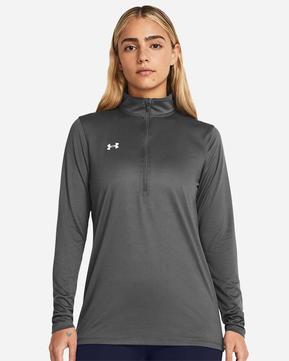 Under Armour Women's Team Tech Half-Zip Pullover in Castlerock/White - custom logo apparel by Buckeye Branding Co.
