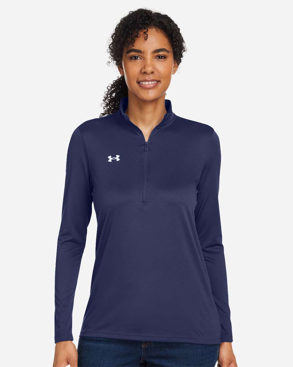 Under Armour Women's Team Tech Half-Zip Pullover in Midnight Navy/White - custom logo apparel by Buckeye Branding Co.