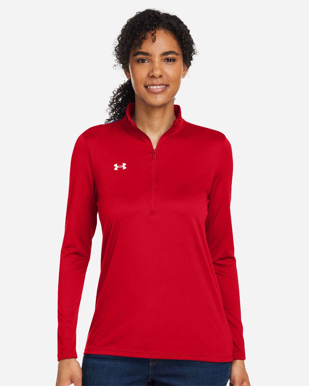 Under Armour Women's Team Tech Half-Zip Pullover in Red/White - custom logo apparel by Buckeye Branding Co.