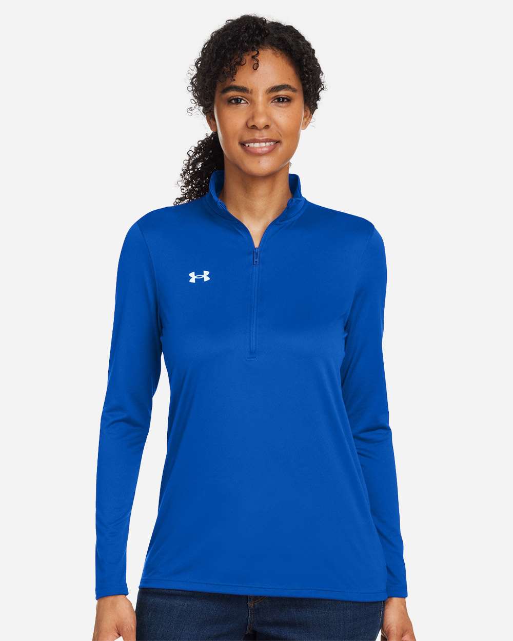 Under Armour Women's Team Tech Half-Zip Pullover in Royal/White - custom logo apparel by Buckeye Branding Co.