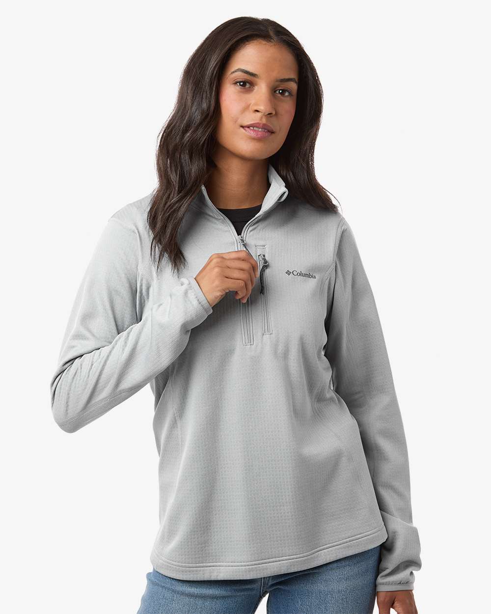 Columbia Women's Essential Hike Grid Fleece Half-Zip Pullover in Columbia Grey - custom logo apparel by Buckeye Branding Co.