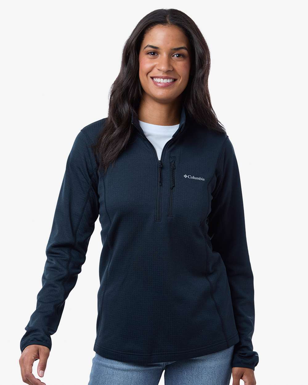 Columbia Women's Essential Hike Grid Fleece Half-Zip Pullover in Collegiate Navy - custom logo apparel by Buckeye Branding Co.
