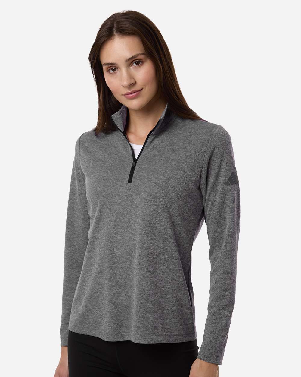 adidas Women's Lightweight Quarter-Zip Pullover in Black Heather - custom logo apparel by Buckeye Branding Co.