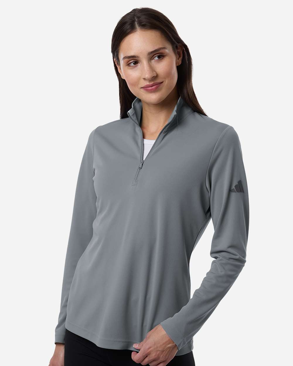 adidas Women's Lightweight Quarter-Zip Pullover in Grey Three - custom logo apparel by Buckeye Branding Co.