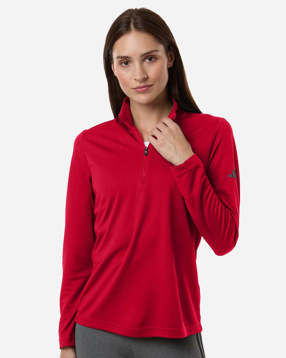 adidas Women's Lightweight Quarter-Zip Pullover in Power Red - custom logo apparel by Buckeye Branding Co.