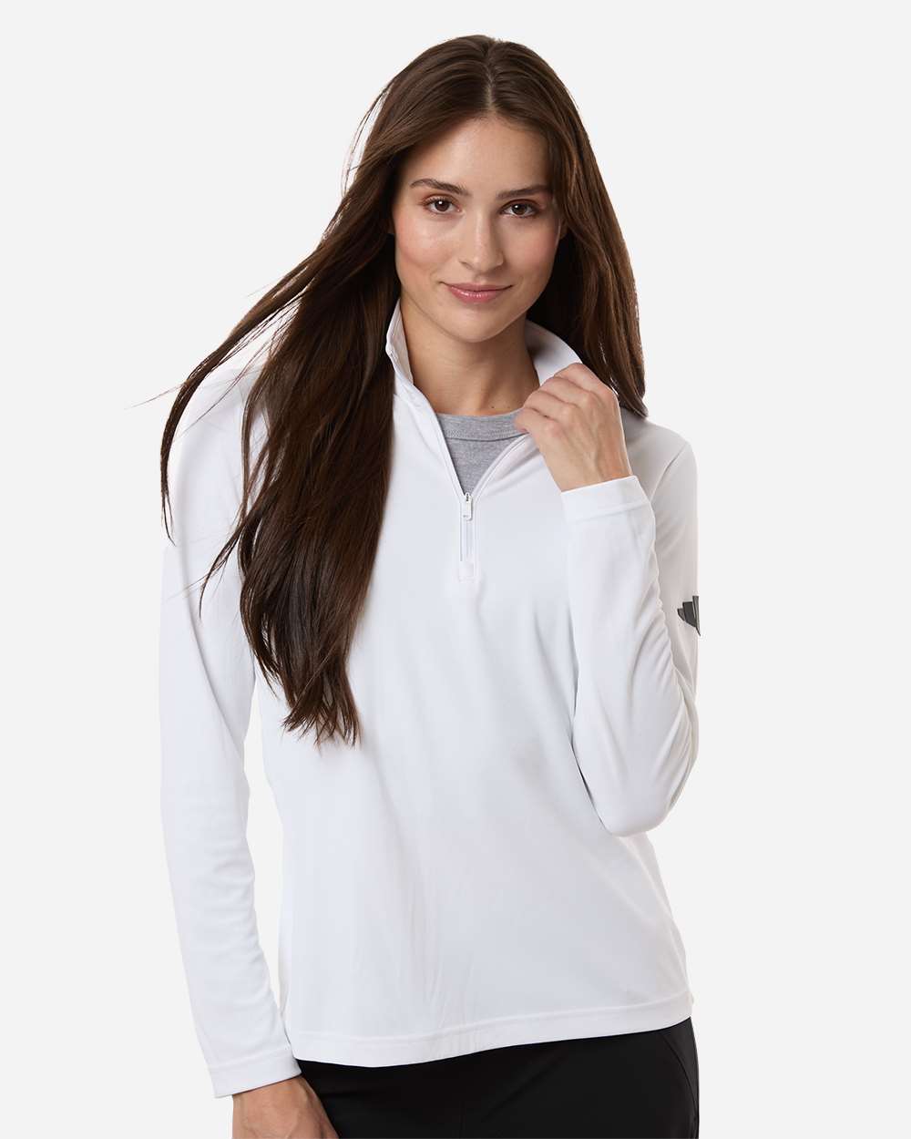 adidas Women's Lightweight Quarter-Zip Pullover in White - custom logo apparel by Buckeye Branding Co.