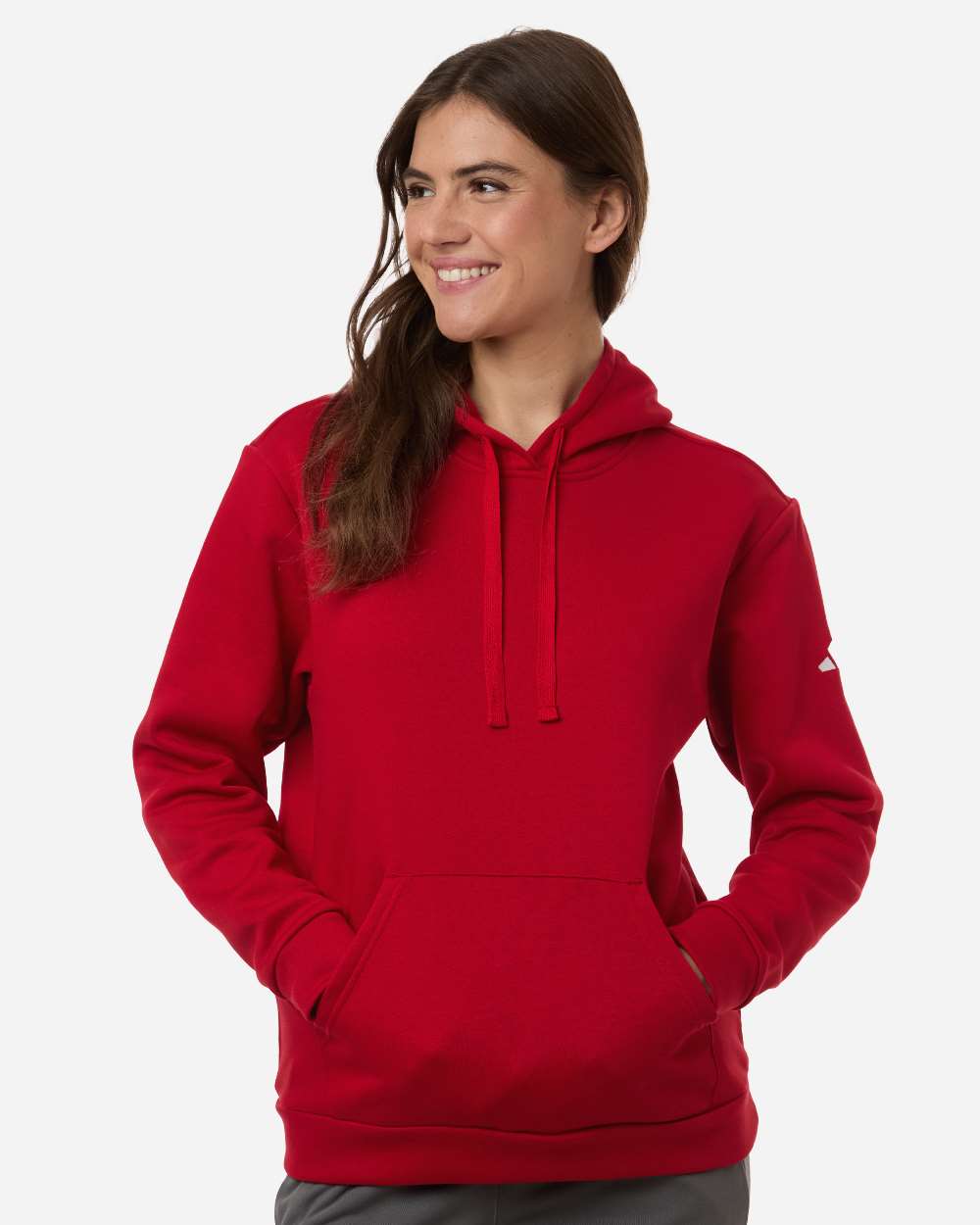 adidas Women's Fleece Hooded Sweatshirt in Team Power Red/White - custom logo apparel by Buckeye Branding Co.