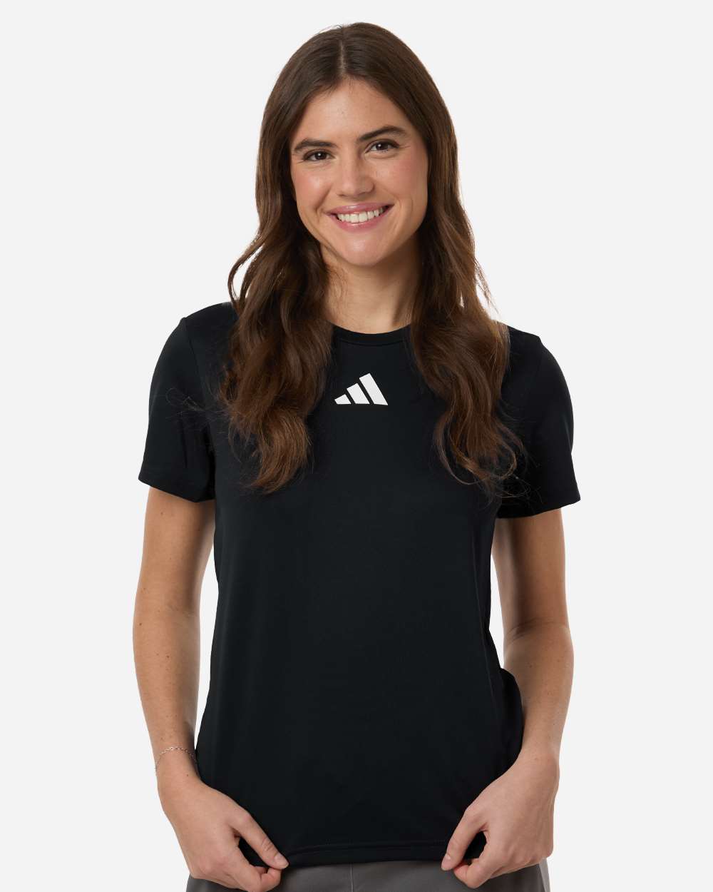 adidas Women's Pregame Tee in Black/White - custom logo apparel by Buckeye Branding Co.