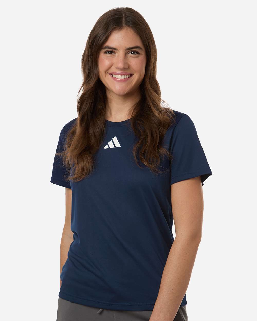 adidas Women's Pregame Tee in Team Navy Blue/White - custom logo apparel by Buckeye Branding Co.