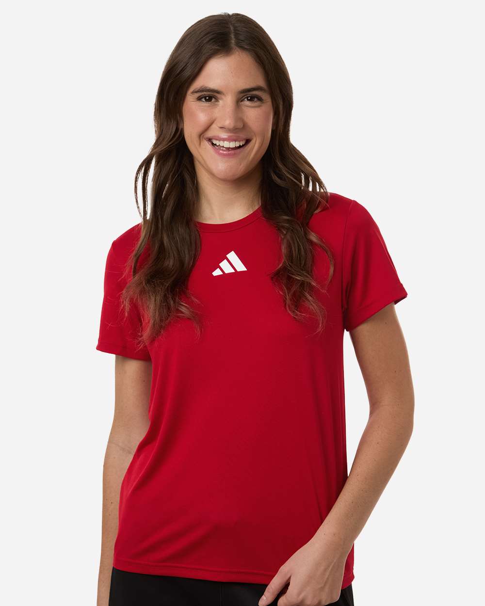 adidas Women's Pregame Tee in Team Power Red/White - custom logo apparel by Buckeye Branding Co.