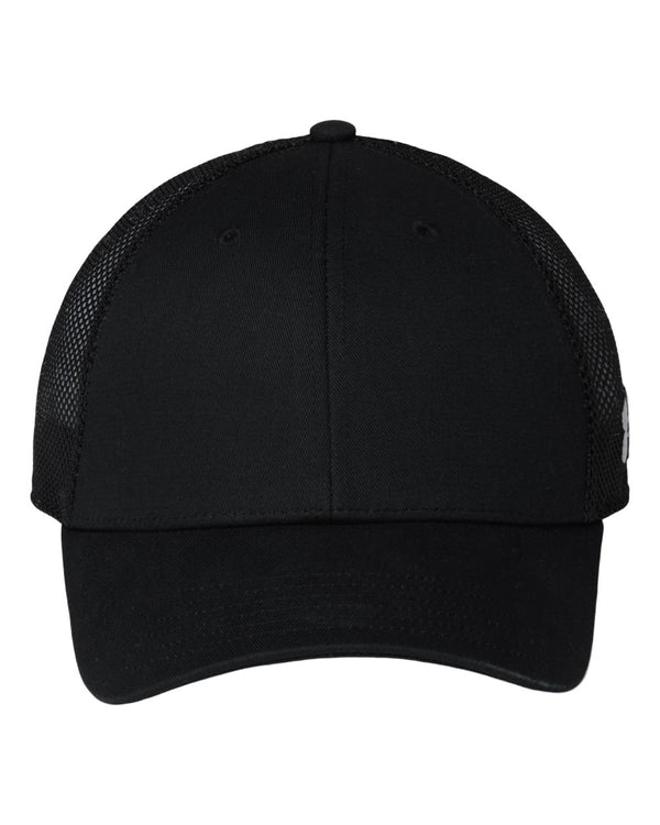 Under Armour Team Mid Trucker Cap in Black/Black/White - custom logo hat by Buckeye Branding Co.
