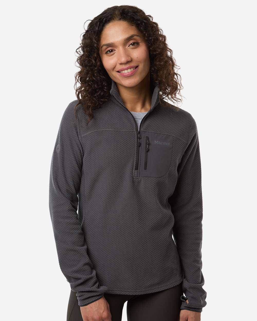 Marmot Women's Air Fleece Quarter-Zip Pullover in Blackened - custom logo apparel by Buckeye Branding Co.