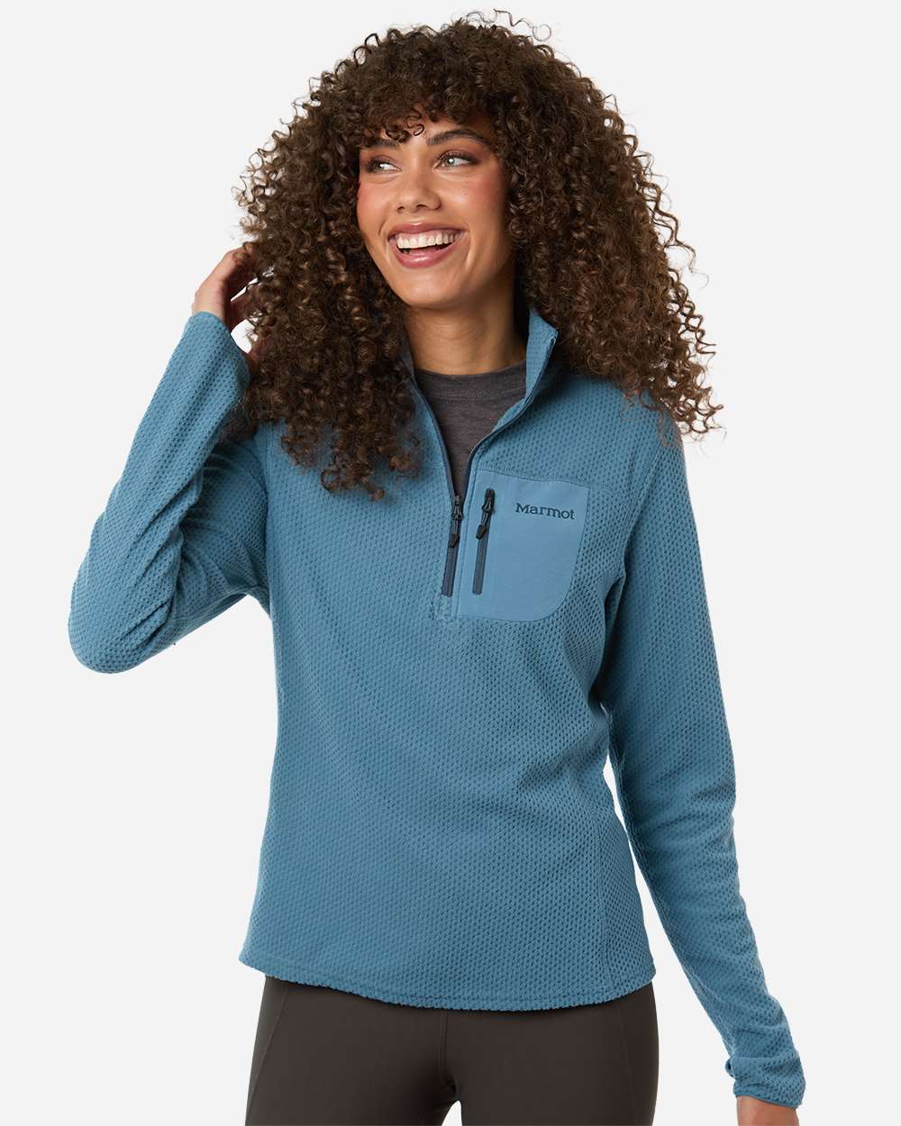 Marmot Women's Air Fleece Quarter-Zip Pullover in Summer Storm - custom logo apparel by Buckeye Branding Co.