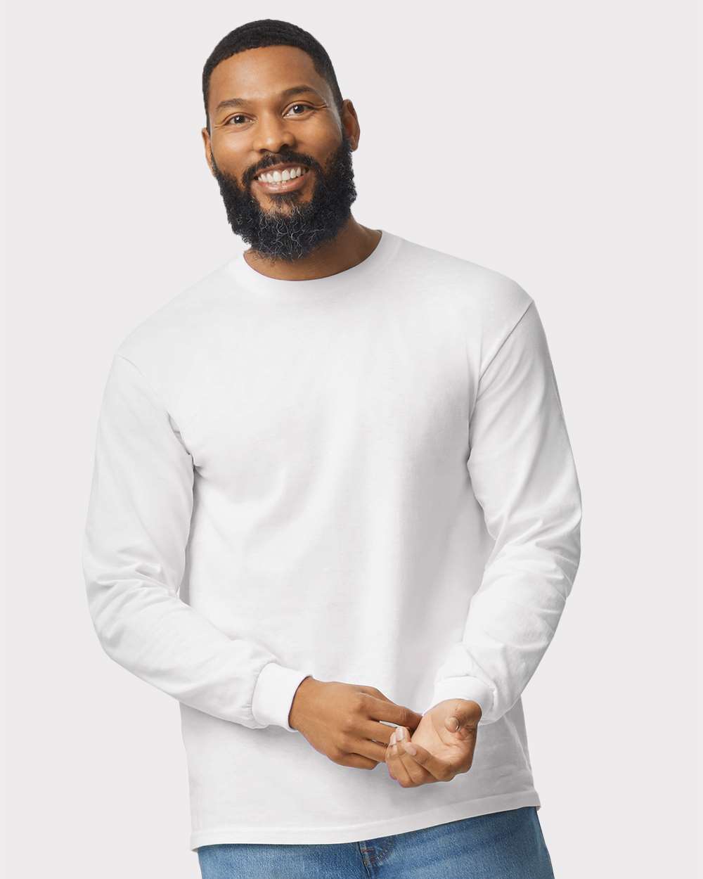 Design Your Own Custom Long Sleeve blank shirt on model
