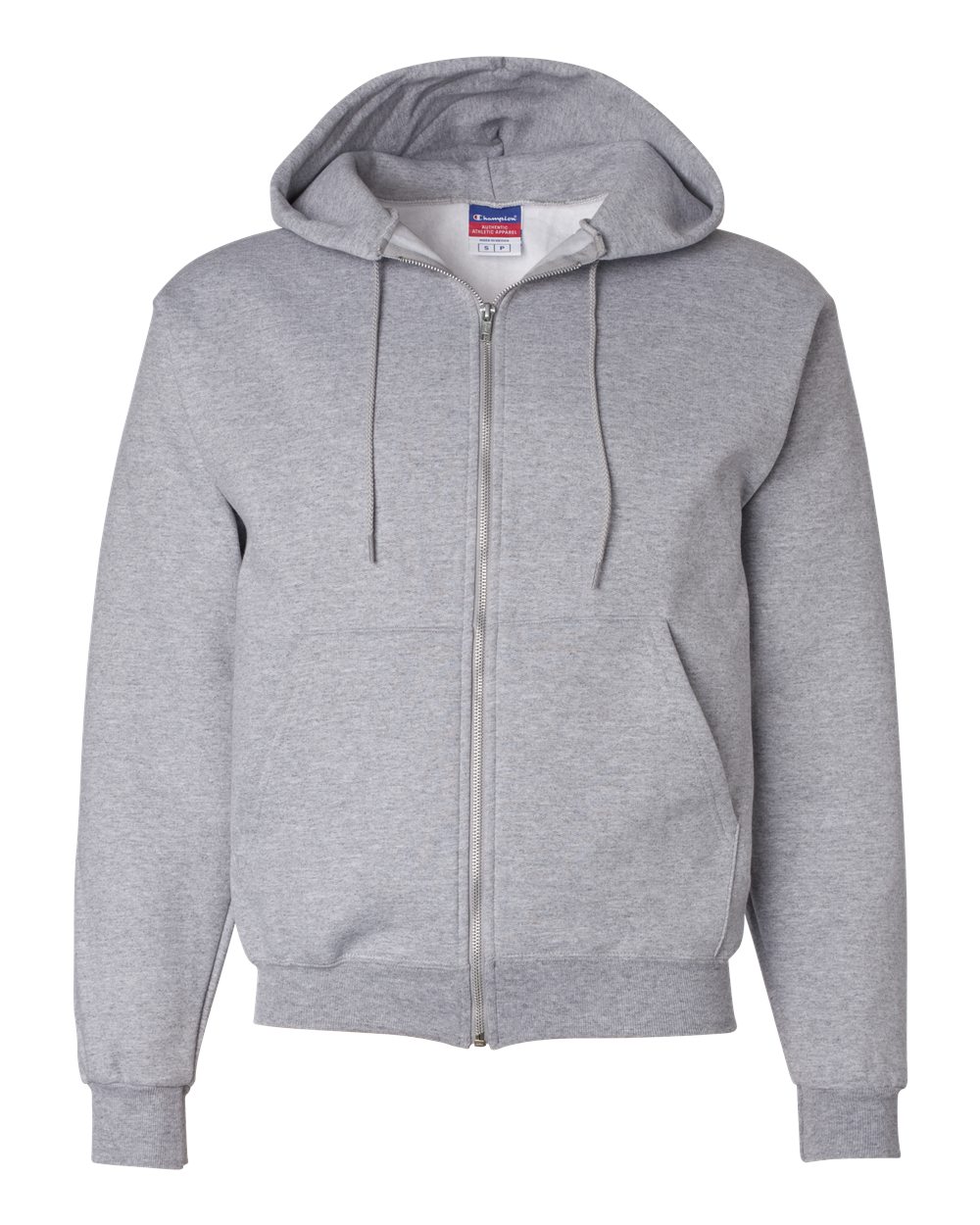 Champion Powerblend Full-Zip Hooded Sweatshirt in Light Steel - custom logo apparel by Buckeye Branding Co.