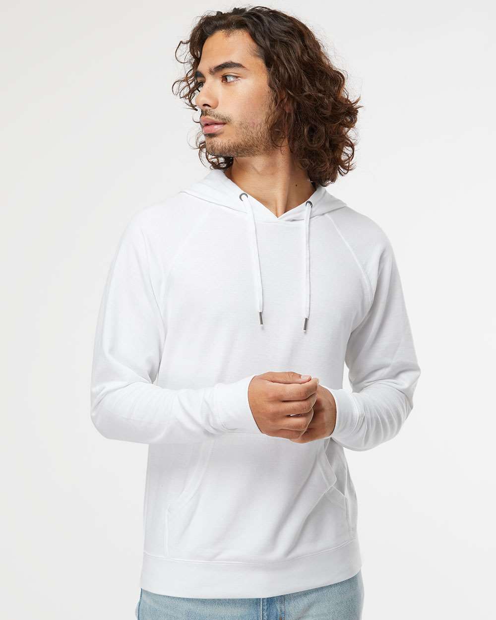 Independent Trading Lightweight Loopback Terry Hoodie on model