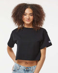 Champion Women's Heritage Jersey Crop T-Shirt in Black - custom logo apparel by Buckeye Branding Co.