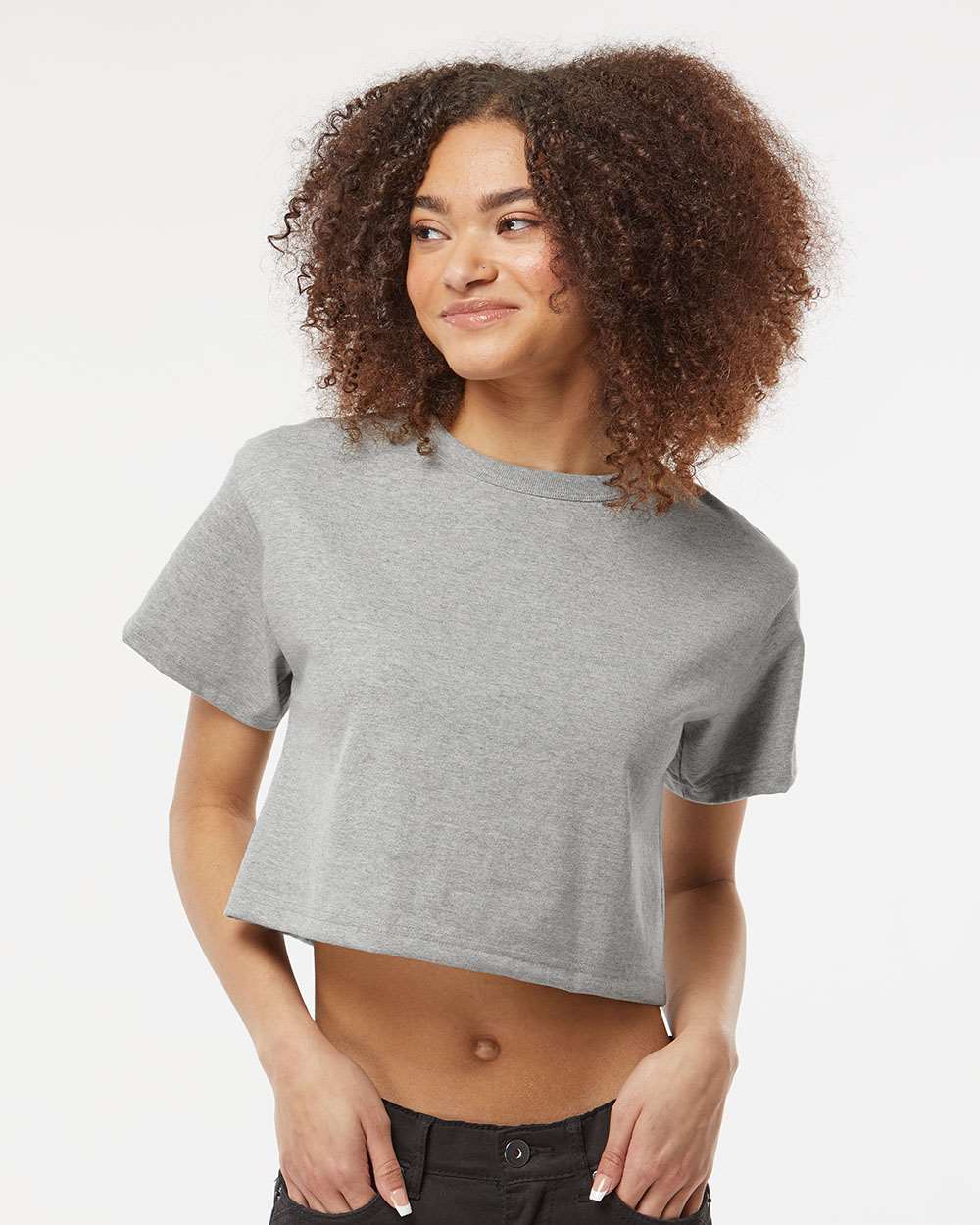 Champion Women's Heritage Jersey Crop T-Shirt in Oxford Grey - custom logo apparel by Buckeye Branding Co.