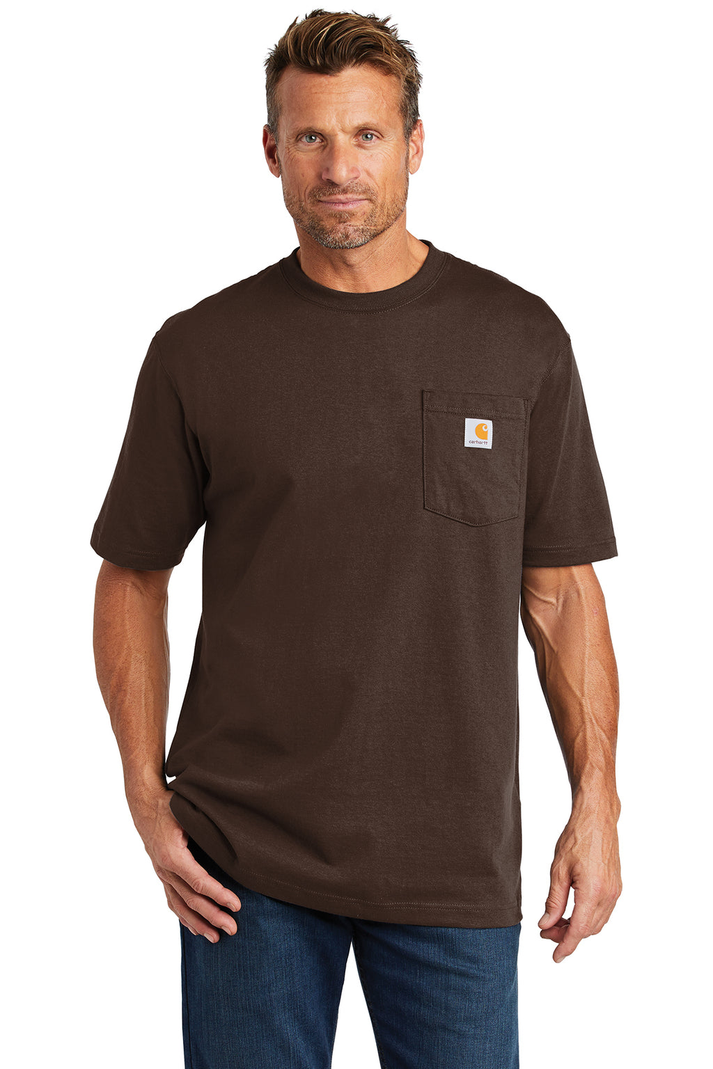 Carhartt Tall Workwear Pocket Short Sleeve T-Shirt in Dark Brown - custom logo apparel by Buckeye Branding Co.