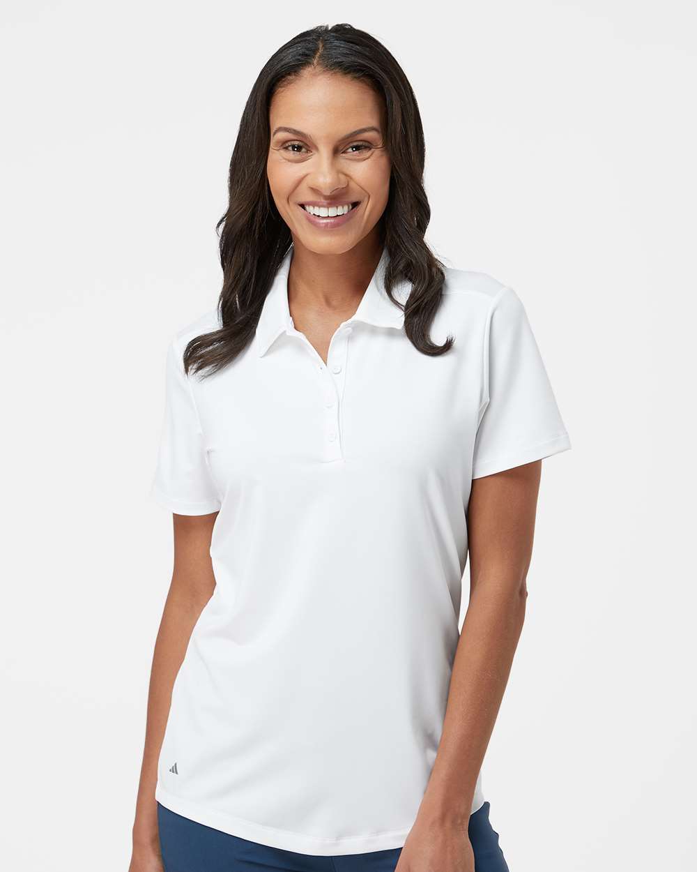 adidas Women's Ultimate365 Solid Polo in White - custom logo apparel by Buckeye Branding Co.