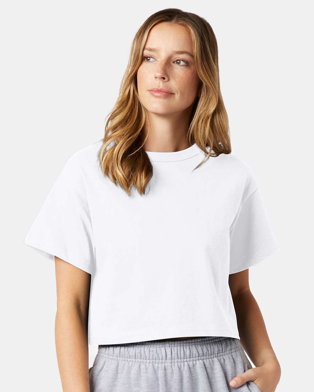 Champion Women's Heritage Jersey Crop T-Shirt in White - custom logo apparel by Buckeye Branding Co.