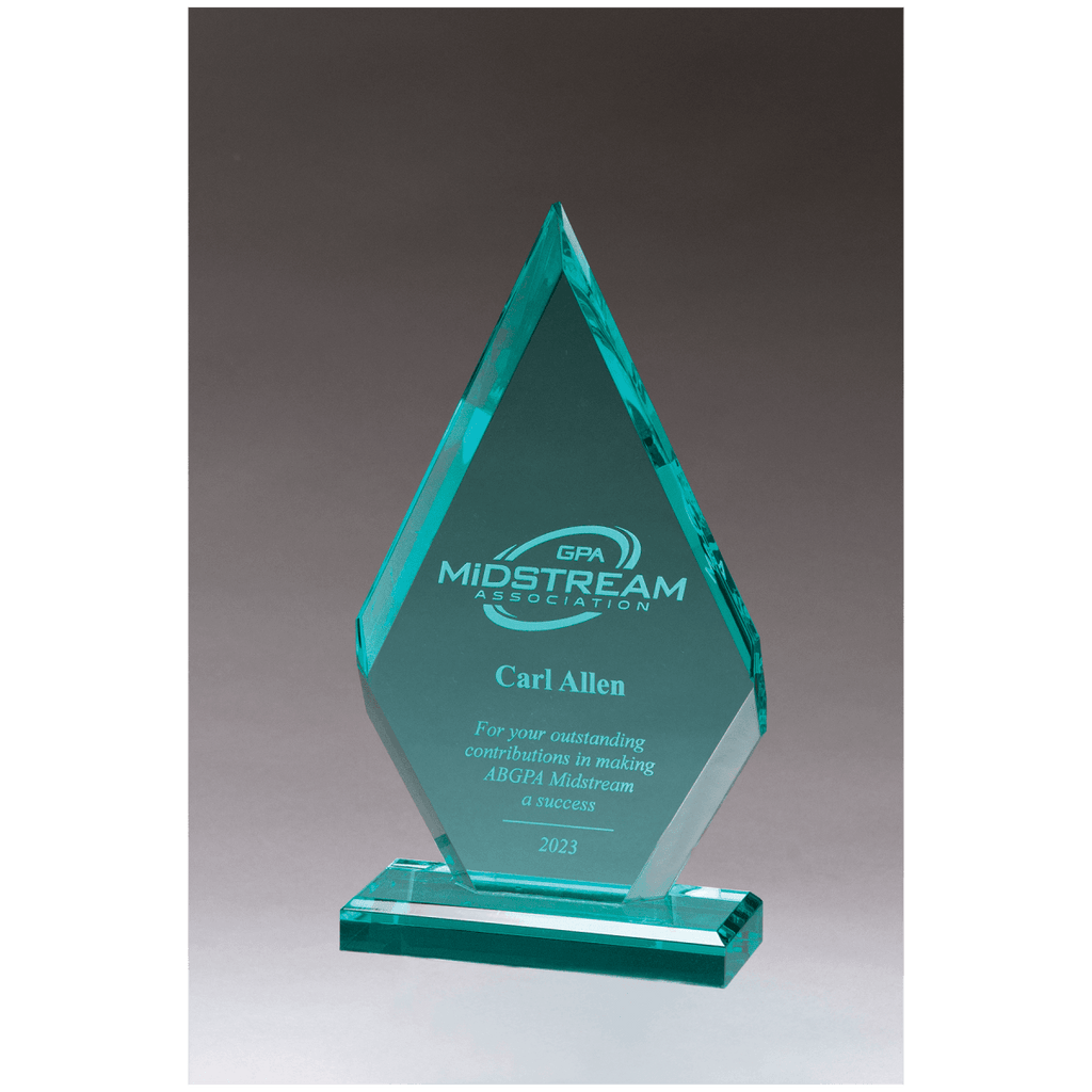 4 1/2" x 8 1/2" Flame Beveled Jade Acrylic Award, product photo